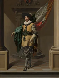 Portret van Loef Vredericx als vaandeldrager